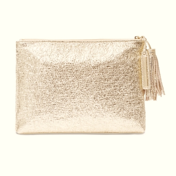 💥BUY 2 GET 1 FREE  Loeffler Randall Rose Gold Ovine Leather Tassle Pouch - Picture 1 of 4